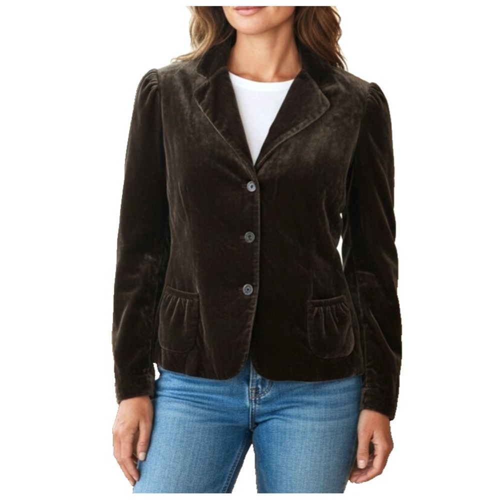 TAHARI Cafe Luxury Velvet M98CT127 Blazer Jacket Brown Silk ORIG $448 M